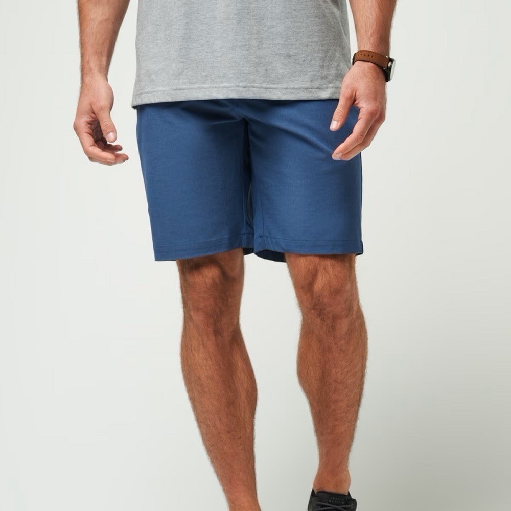 TRAVISMATHEW Men's Heater Blue Athletic Performance Shorts Elastic Waist- Size M